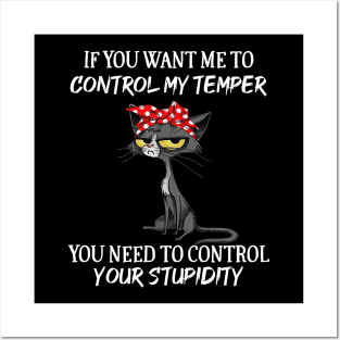 Black Cat Funny If You Want Me To Control My Temper Posters and Art